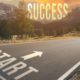 Image of a highway with the text "Start" on the road and an arrow pointing to the horizon where the text "Success" hovers in the air